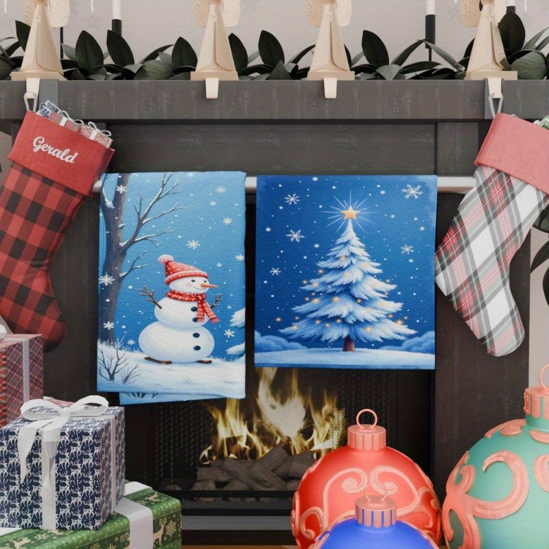 Set of 2 Christmas Winter Kitchen Towels 45.72x66.04 cm Snowflake Decor