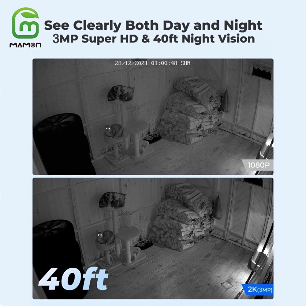 Indoor Security Camera 2K HD WiFi Pet Monitor with Pan Tilt Zoom Motion Alerts USB Storage