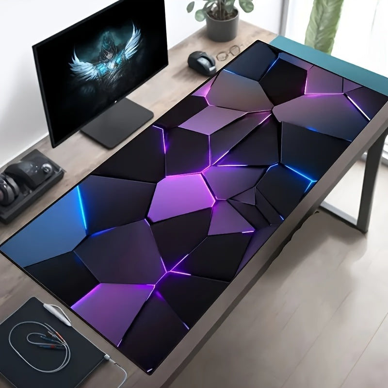 Blue and Purple Abstract Gaming Mouse Pad Non-Slip Polyester Desk Mat for Gamers and Office