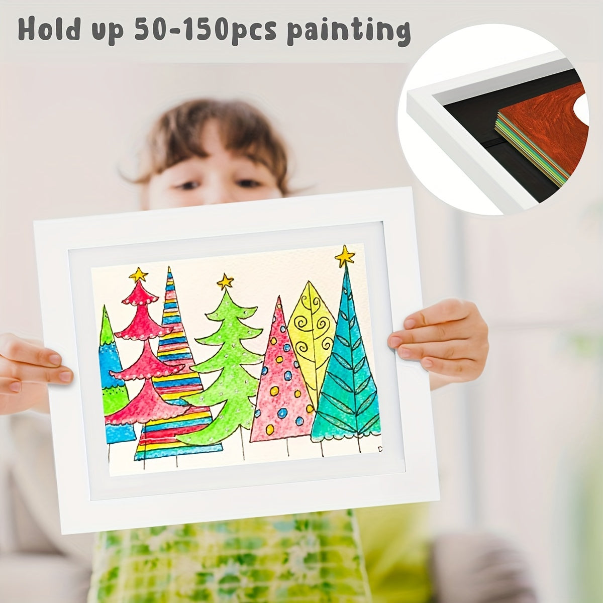 Две деревянные настенные рамки с прозрачным стеклом и магнитным замком для отображения произведений искусства, рисунков, наград и сертификатов в классическом стиле.