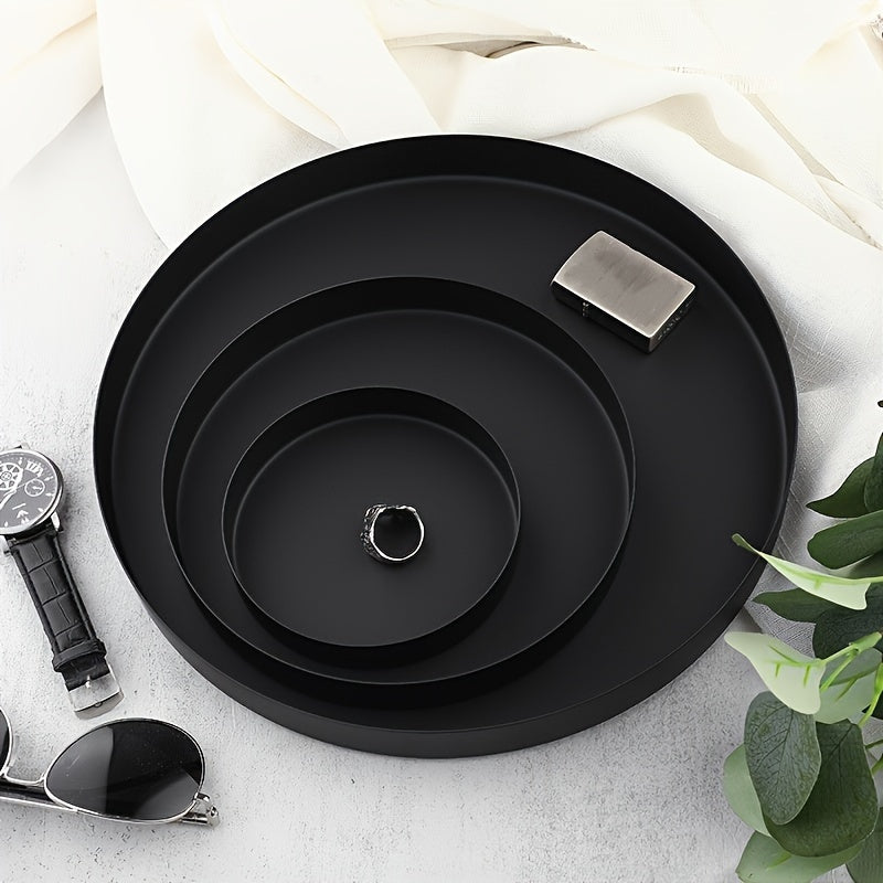 Круглая металлическая поднос в минималистском стиле для хранения на столе и стакана для воды