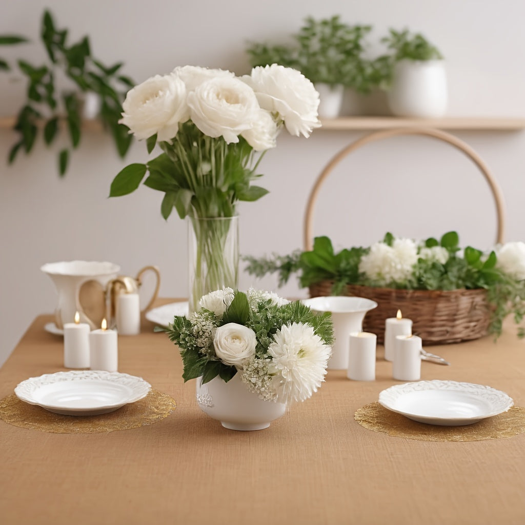 50 dona oltin folga bilan o'ralgan dumaloq stol matoqlar, to'ylar va uy bezaklari uchun