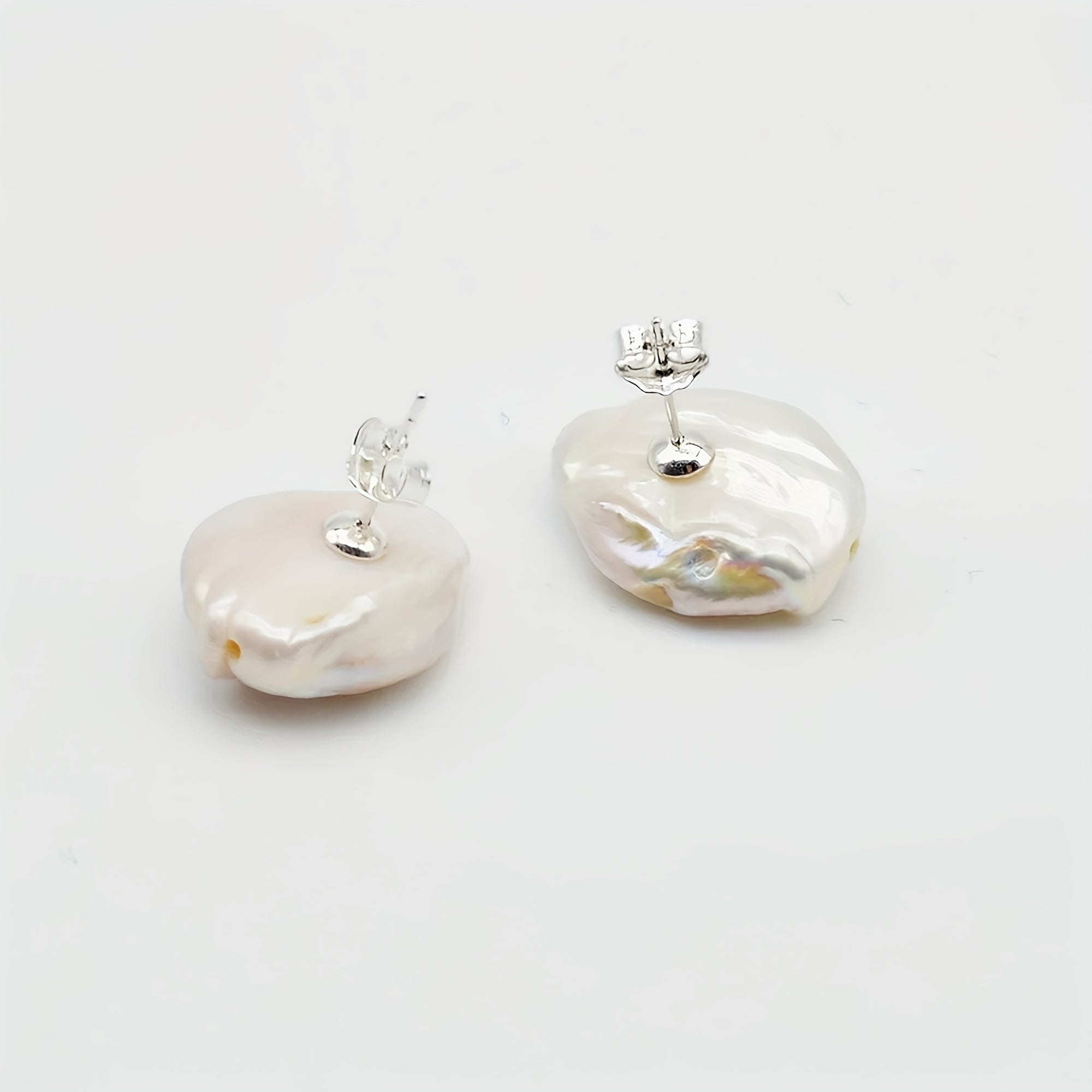 Women’s Baroque Pearl Earrings Natural Freshwater Silver Plated Elegant Gift