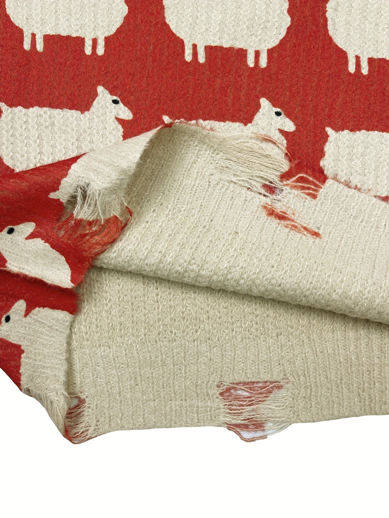 Plus Size Women's Sweater Dress Long Sleeve Crew Neck 3D Sheep Print Red Black White Fall Winter Casual