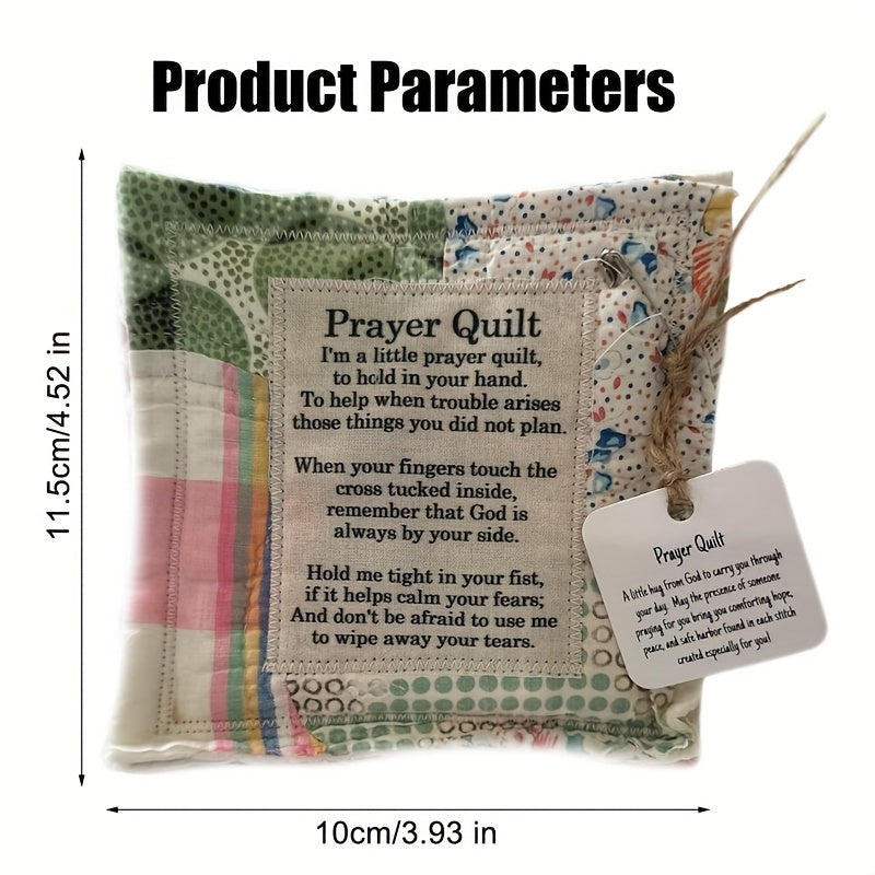 Mini Prayer Quilt with Cross Portable Scripture Blanket for Christmas Gift
