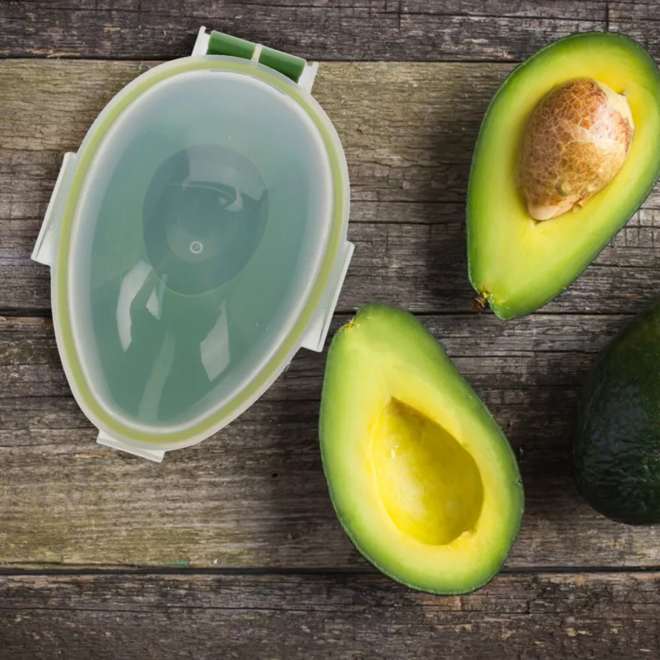 Avocado Keeper Storage Container Reusable Plastic Flip Top Lid Dishwasher Safe Rectangle