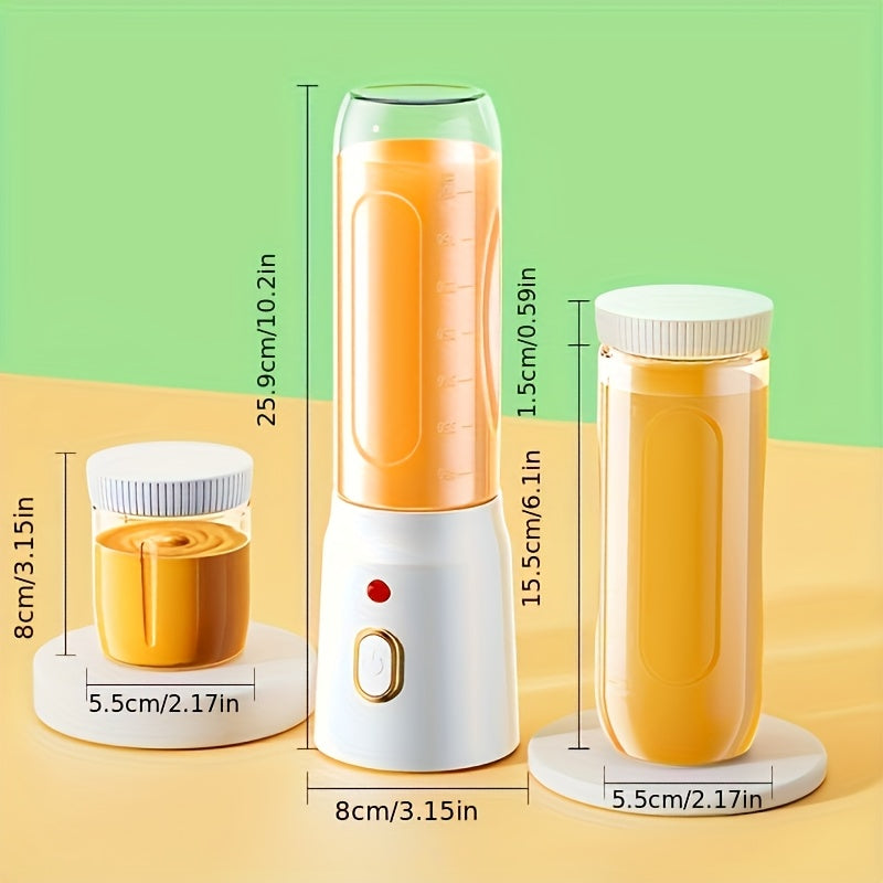 Portable Mini Blender and Juicer with 15oz Capacity, USB Rechargeable, 10 Stainless Steel Blades