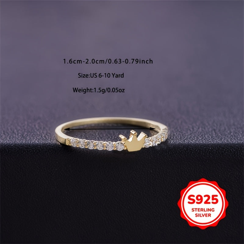 Sterling Silver Zirconia Crown Ring for Women Engagement Jewelry