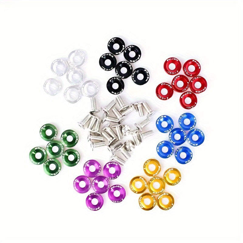 40 dona Alyuminiy M6x20 Avtomobil qopqog'i vintlari, ko'p rangli fastenerlar, avtomobilni modifikatsiya qilish uchun