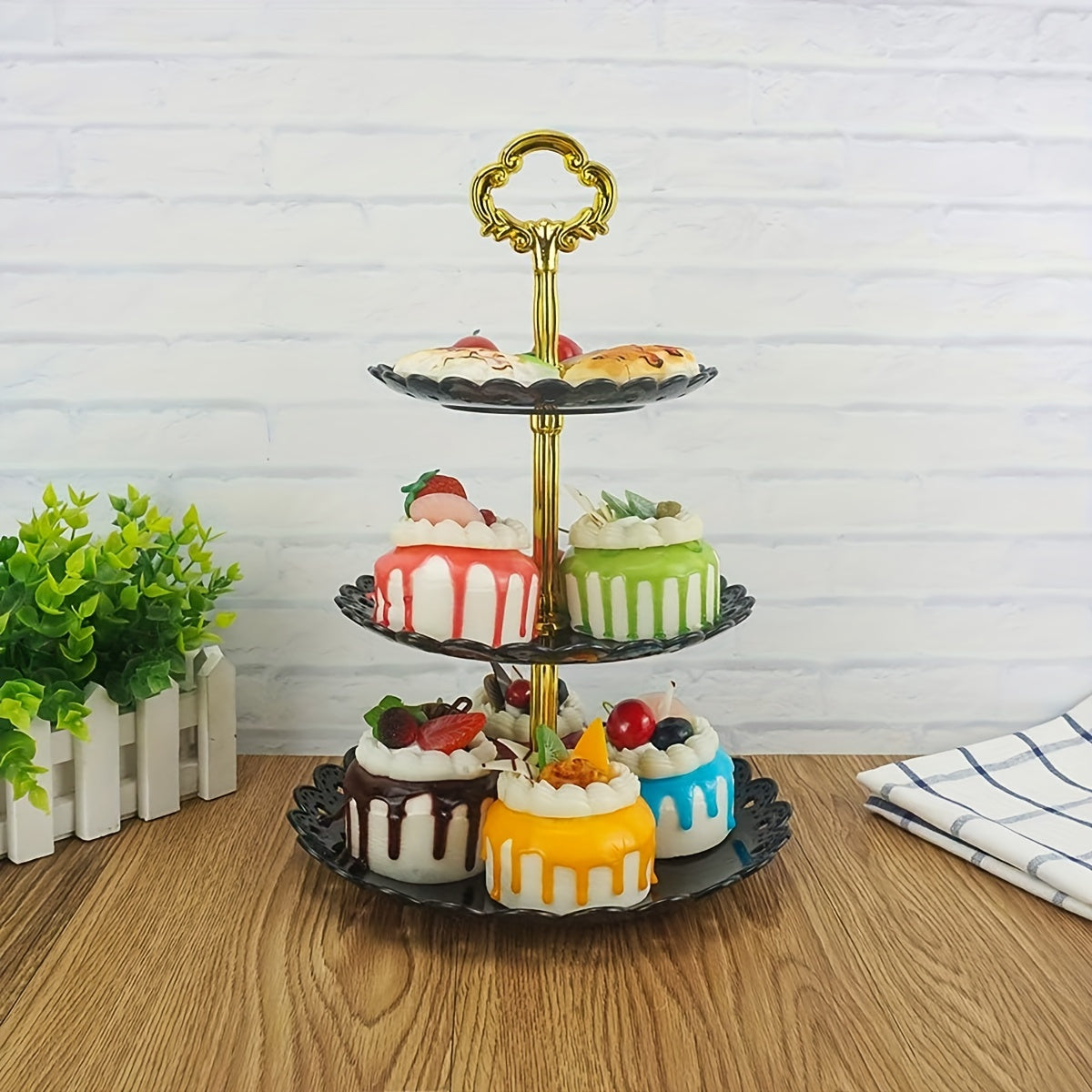 3-Tier Serving Stand for Cakes Cupcakes Desserts Holiday Party Table Decor
