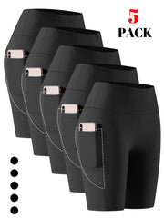 Plus o'lcham ayollar uchun 5 ta yuqori bel shortlari, elastik, qulay, kundalik