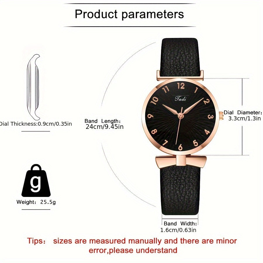 Women's Casual Round Quartz Watch with Leather Strap for Daily Wear