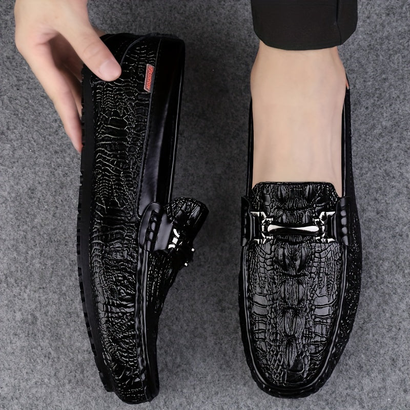 Men's Solid Color Microfiber Slip-On Loafers Lightweight Business Casual Shoes
