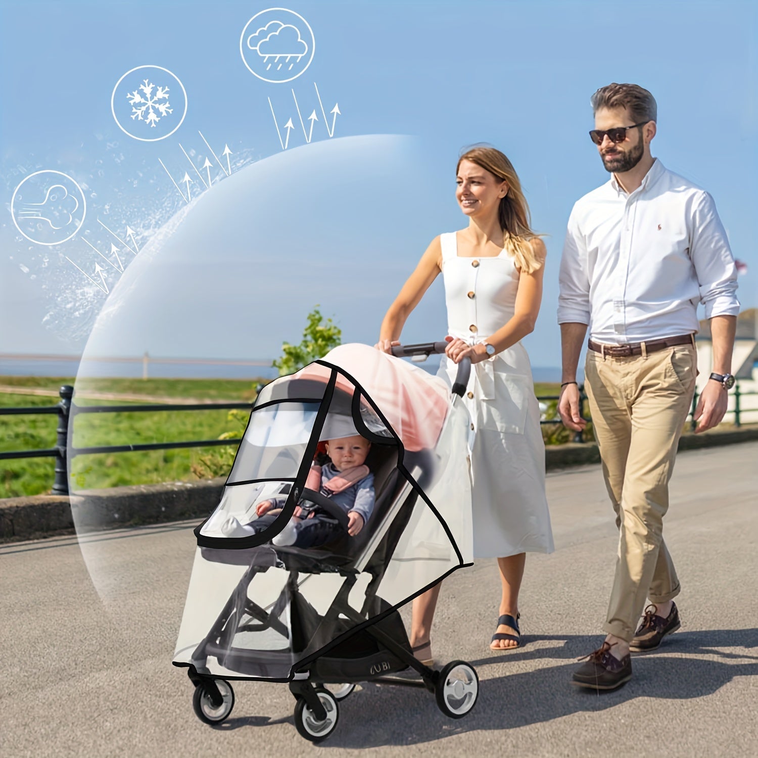 Universal Baby Stroller Cover Waterproof Windproof Dustproof Snowproof for Travel