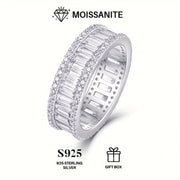 925 Sterling Silver va 18K Gold Plating bilan Stylish Moissanite Eternity Band Ring - Erkaklar va Ayollar uchun to'ylar, nikohlar, yubileylarga, partiyalarga yoki kundalik kiyim uchun ideal