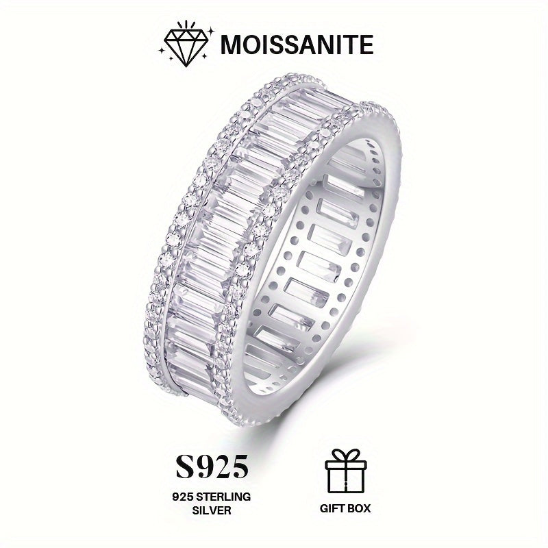 925 Sterling Silver va 18K Gold Plating bilan Stylish Moissanite Eternity Band Ring - Erkaklar va Ayollar uchun to'ylar, nikohlar, yubileylarga, partiyalarga yoki kundalik kiyim uchun ideal