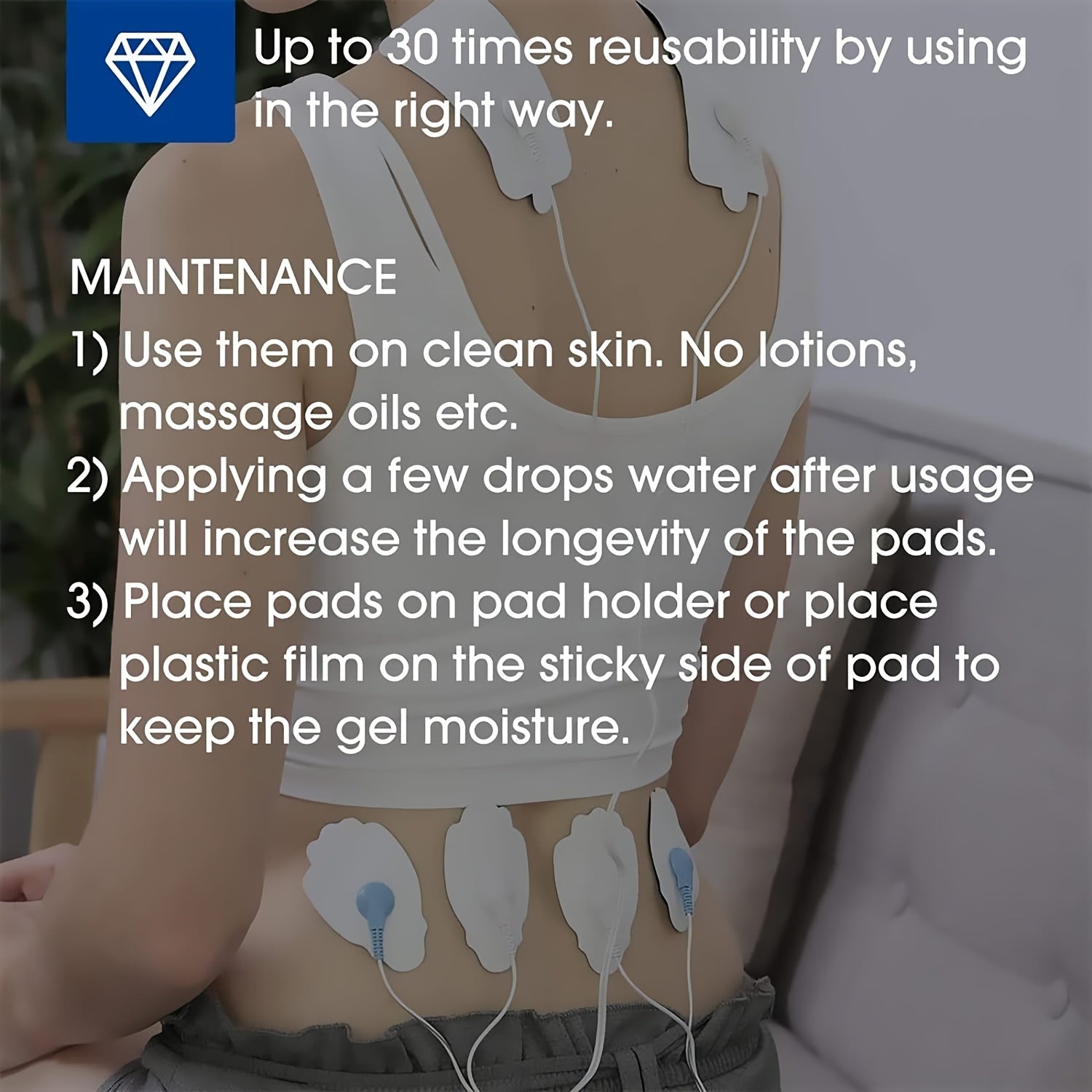 Uyda foydalanish uchun massaj yostiqlari uch o'lchamda, 20 ta almashtiriladigan, o'z-o'zidan yopishqoq yostiq bilan.