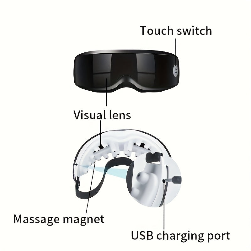 USB Rechargeable Eye Massager with Soothing Light Digital Display Comfortable Headband for Eye Care and Relaxation