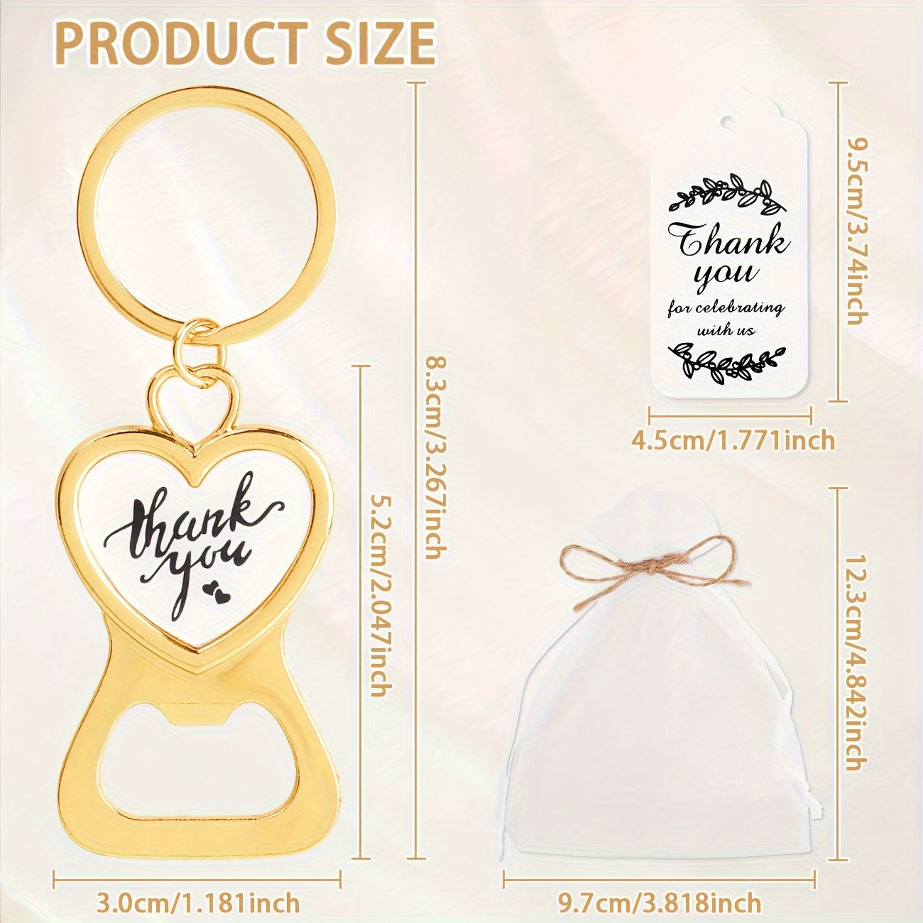 24 Wedding Bottle Openers with Cards and Organza Bags for Guests