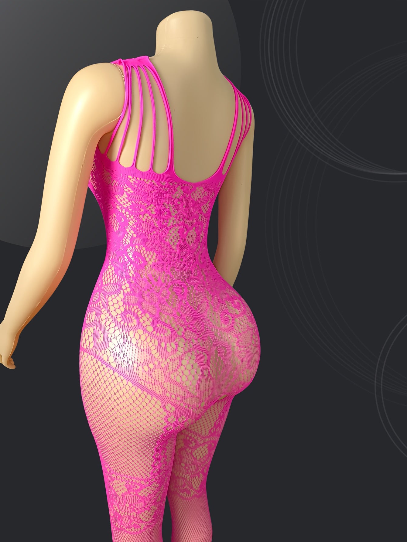 Women's High Stretch Floral Lace Sheer Mesh Bodysuit with Open Crotch