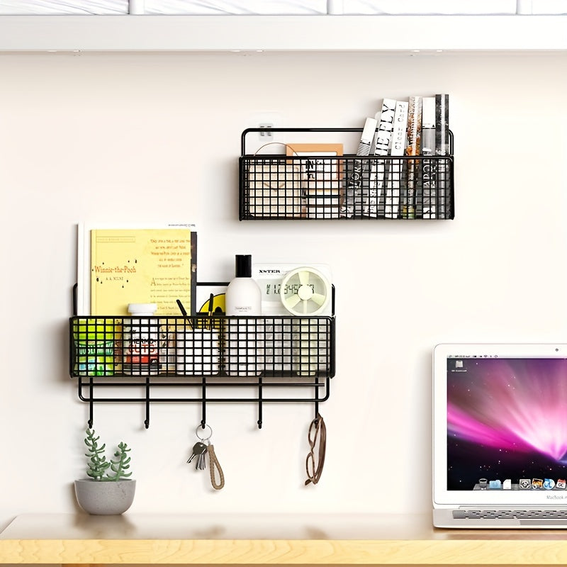 Estante de pared de hierro resistente al agua para baño y cocina con sistema de drenaje