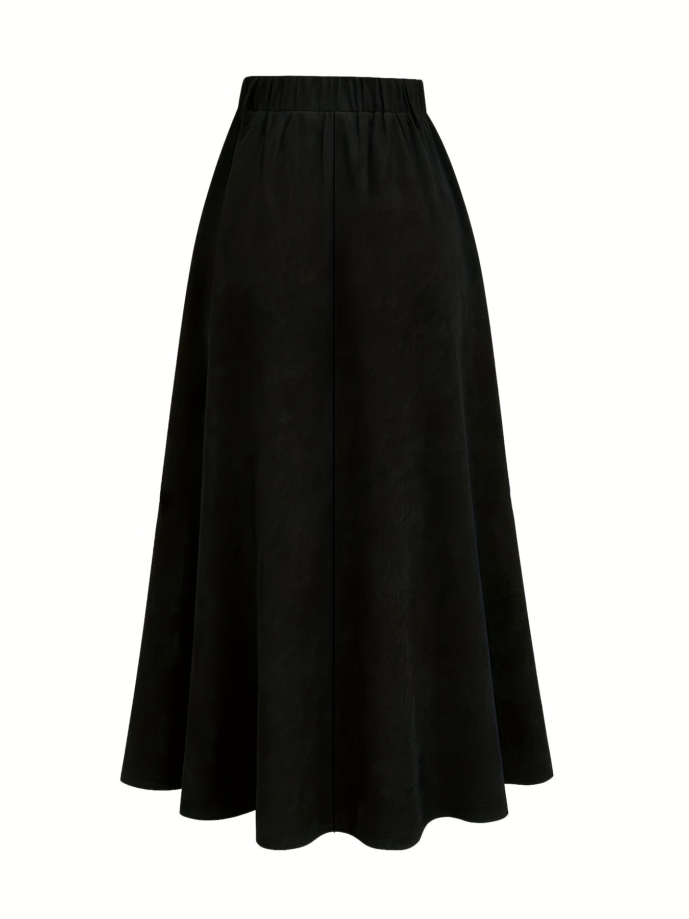 Women's Brown Corduroy Midi Skirt High Waist A-Line Pockets Machine Washable
