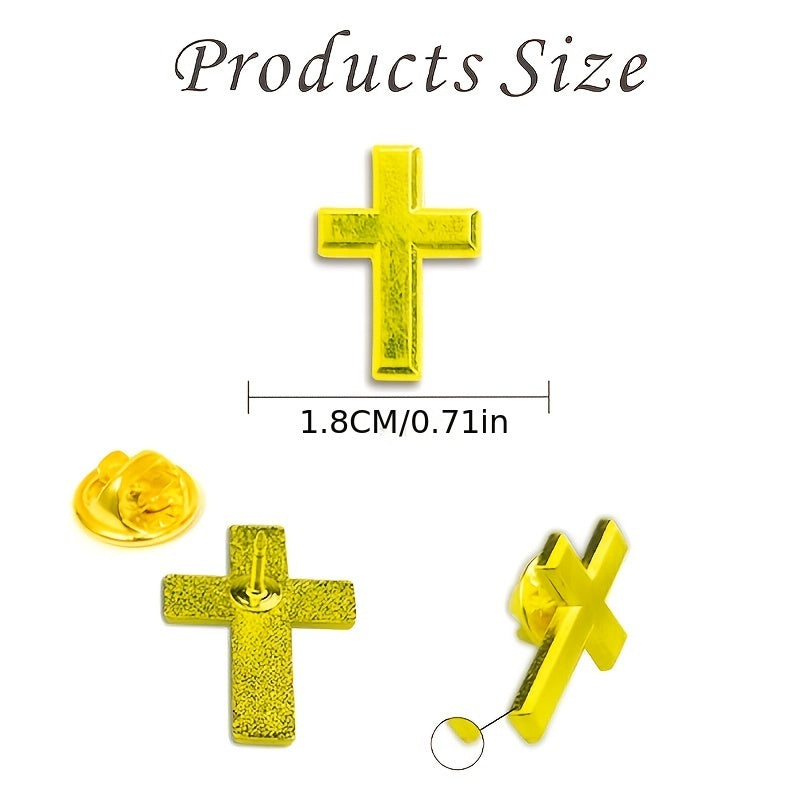 Set of 10 Small Gold Cross Brooch Pins Christian Faith Symbols for Church Attire
