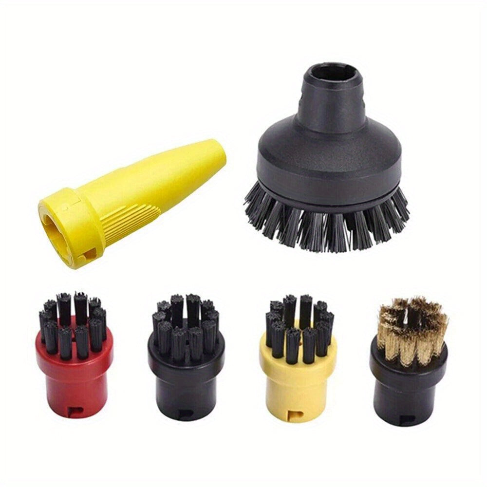6 Pack Round Brush Nozzles for Steam Cleaners Compatible with Karcher SC1 SC4