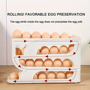 3-Tier Sliding Egg Holder Acrylic Kitchen Organizer Space-Saving Refrigerator Door