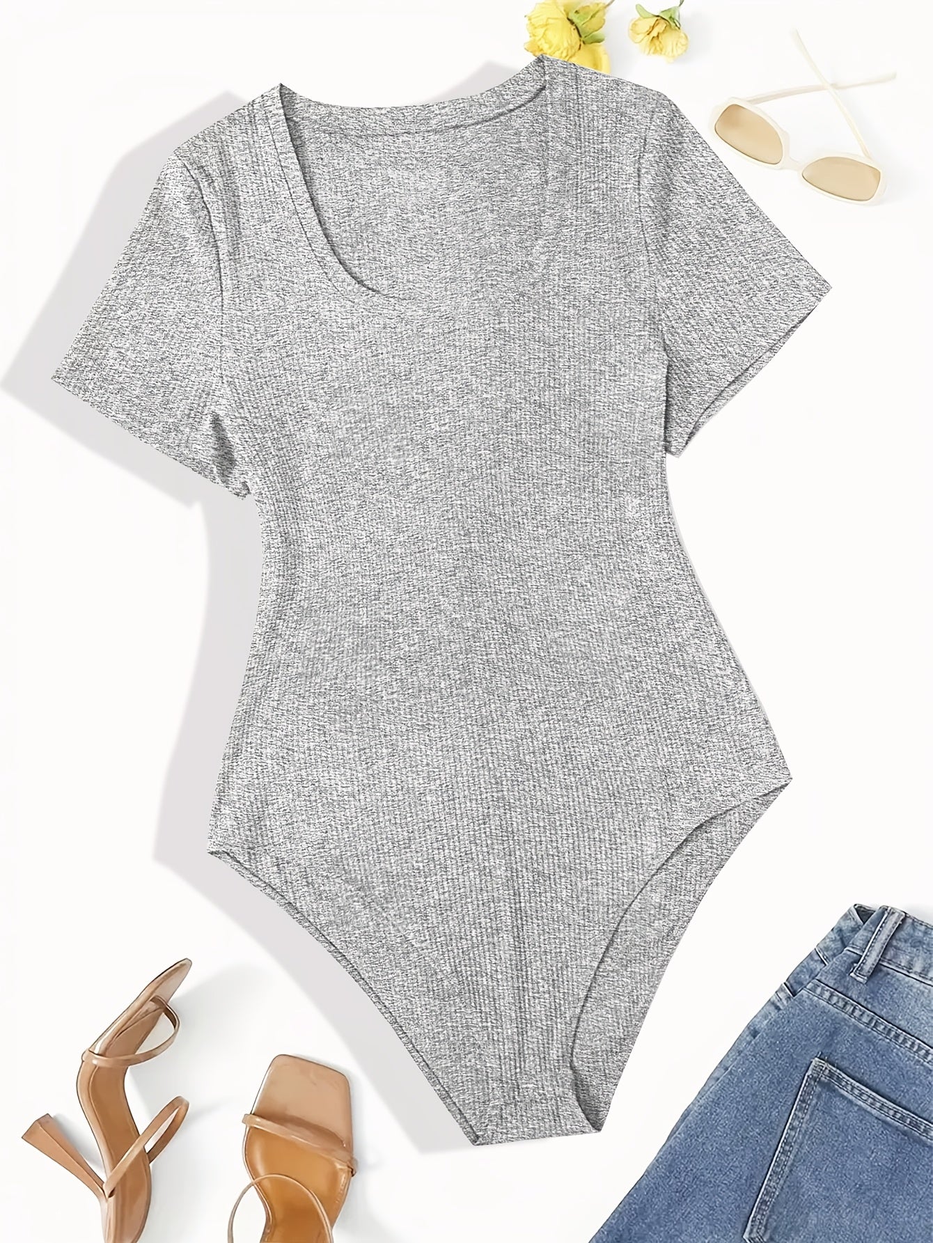 Mono casual de algodón elástico para mujer de tallas grandes de manga corta para todas las estaciones