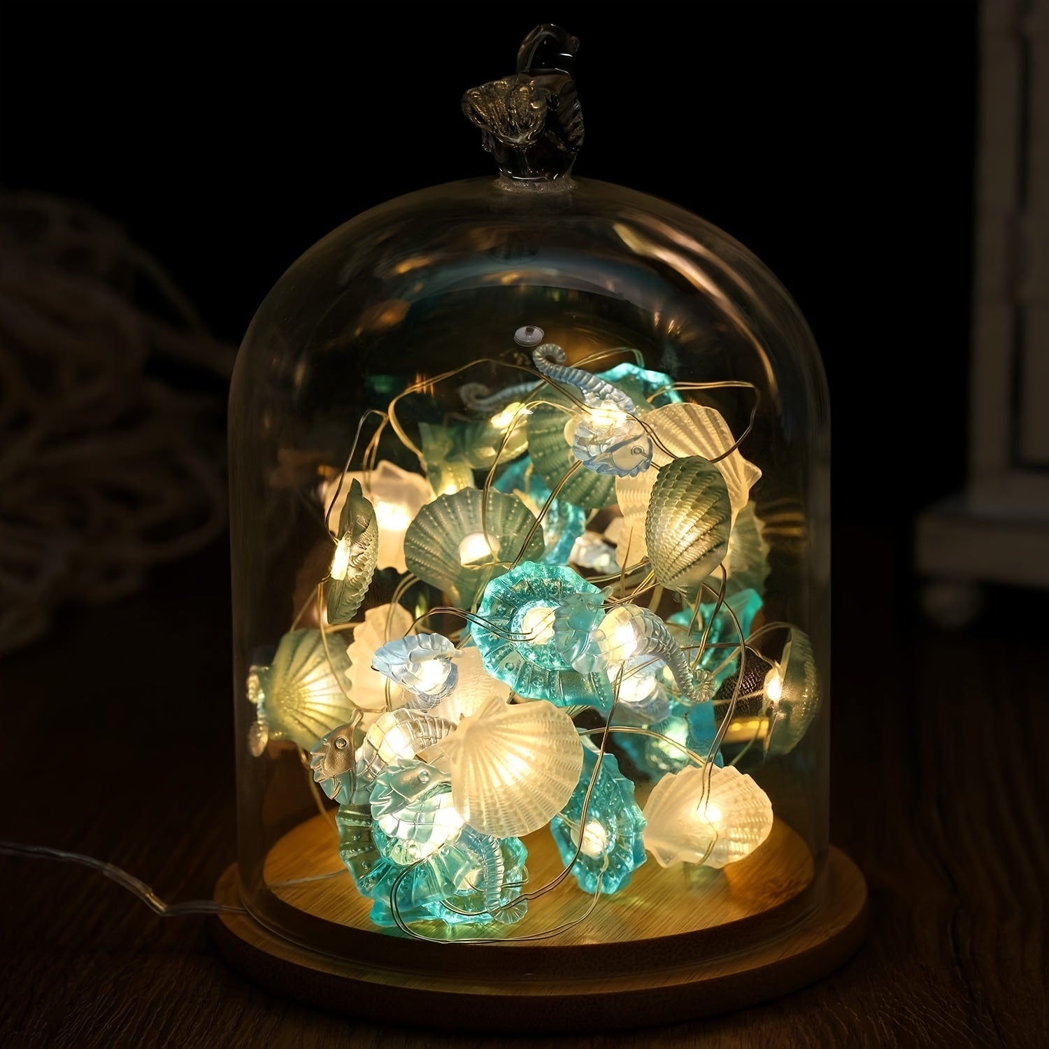 Sea Horse Starfish Shell Conch LED String Lights Battery Operated Decorative Lighting for Party Wedding Bedroom