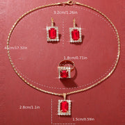 Women's Jewelry Set with Retro Square Glass Rhinestones 4-Piece Elegant Alloy for Daily and Party Occasions