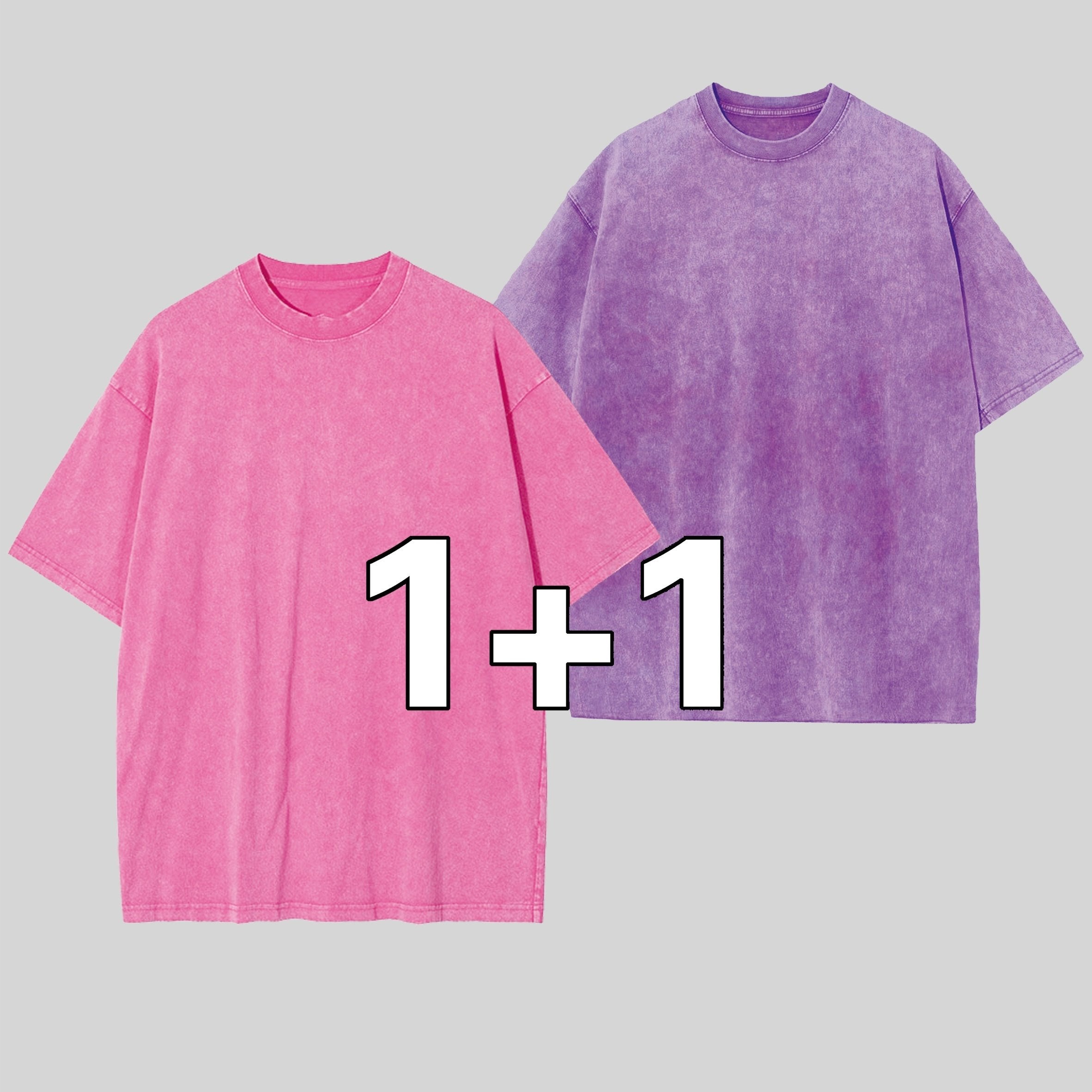 Erkaklar va ayollar uchun Retro 2-Pack og'ir paxta T-ko'ylaklar, cho'ziladigan, keng kesimli crew neck T-shirtdan iborat, yoz uchun tasodifiy qisqa yengli teplar.