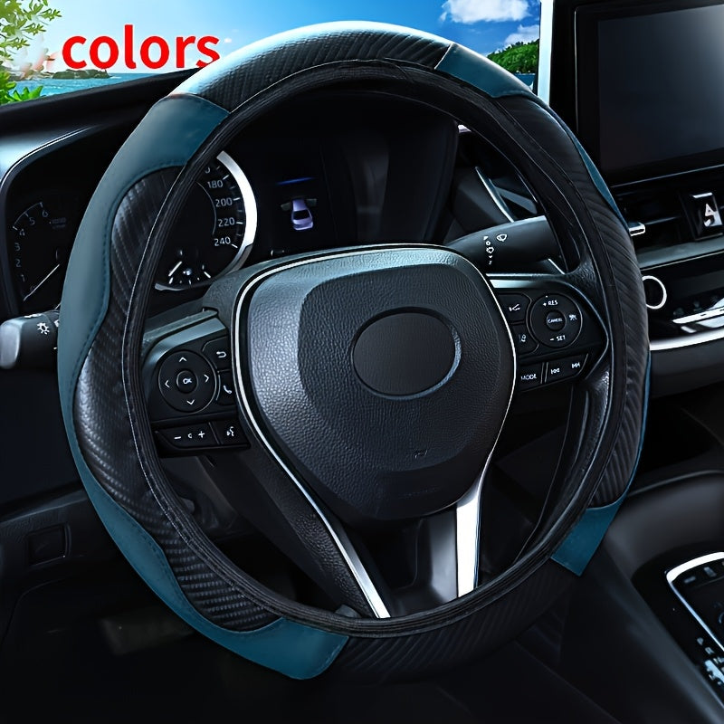 Universal karbon tolasi naqshli boshqaruv g'ildiragi qopqog'i, sirpanmaydigan PU charm, qora va qizil