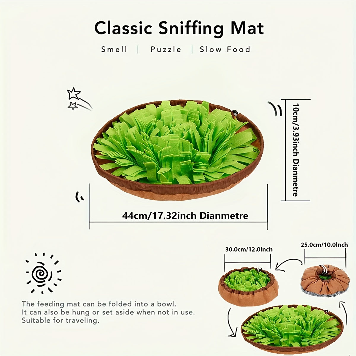 Round Dog Sniffing Puzzle Toy Hide Treats Natural Foraging Stimulating