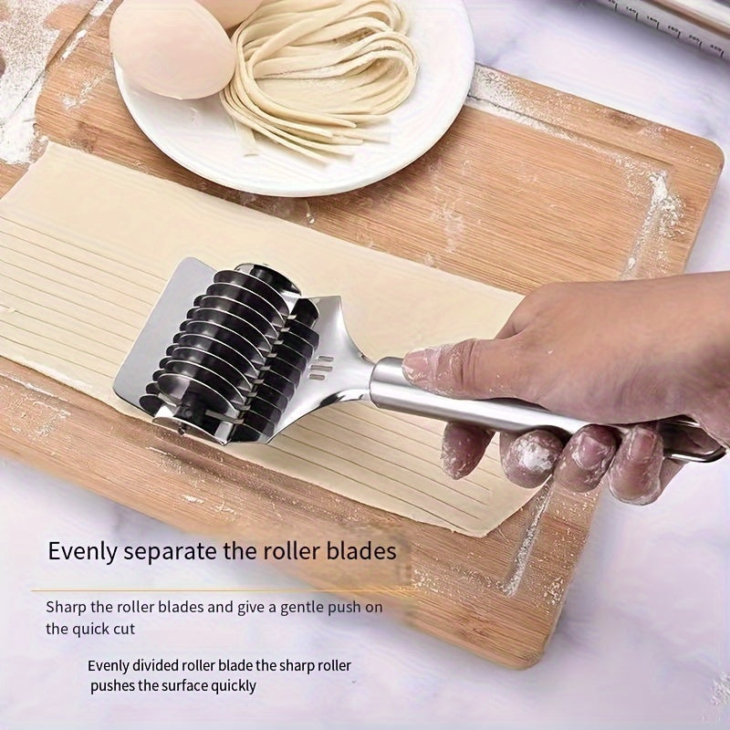 Stainless Steel Manual Noodle Cutter and Press Kitchen Tool with Rolling Pin