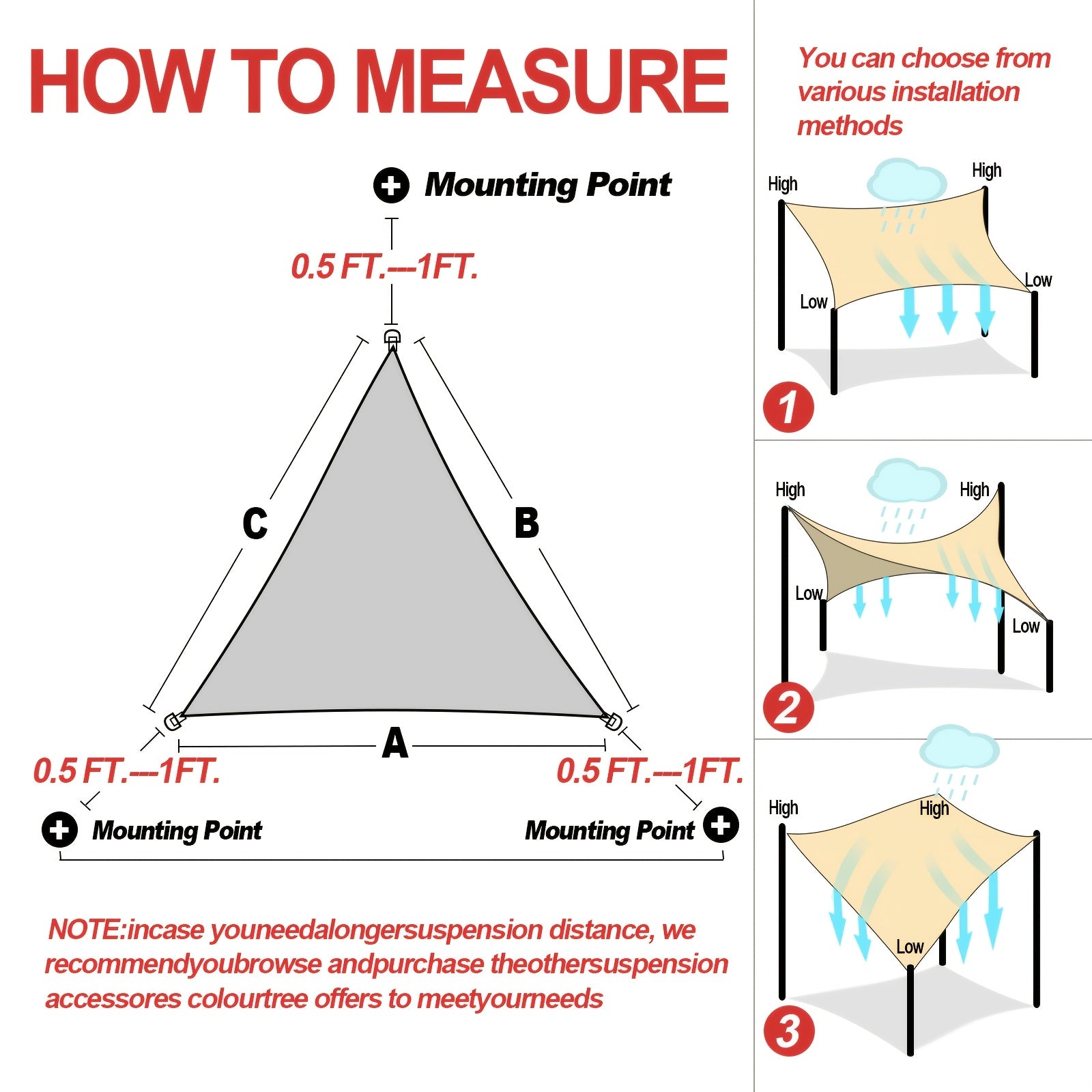 Triangle Canopy Sun Shade with UV Protection Polyester Fabric for Patio and Camping