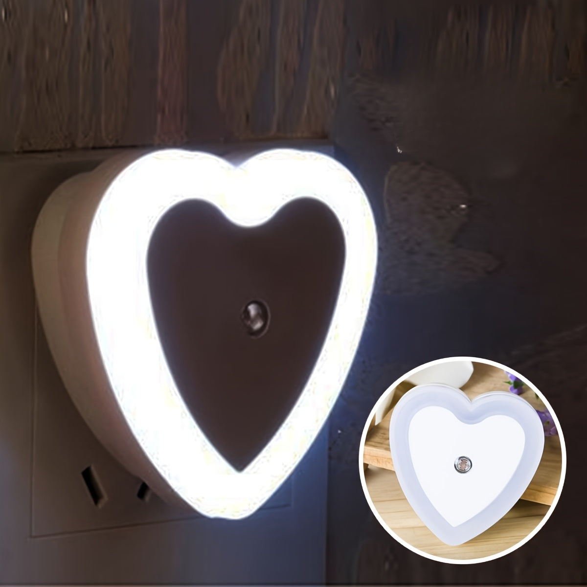 Heart-Shaped LED Night Light with Sensor Wall Mount Indoor Non-Waterproof