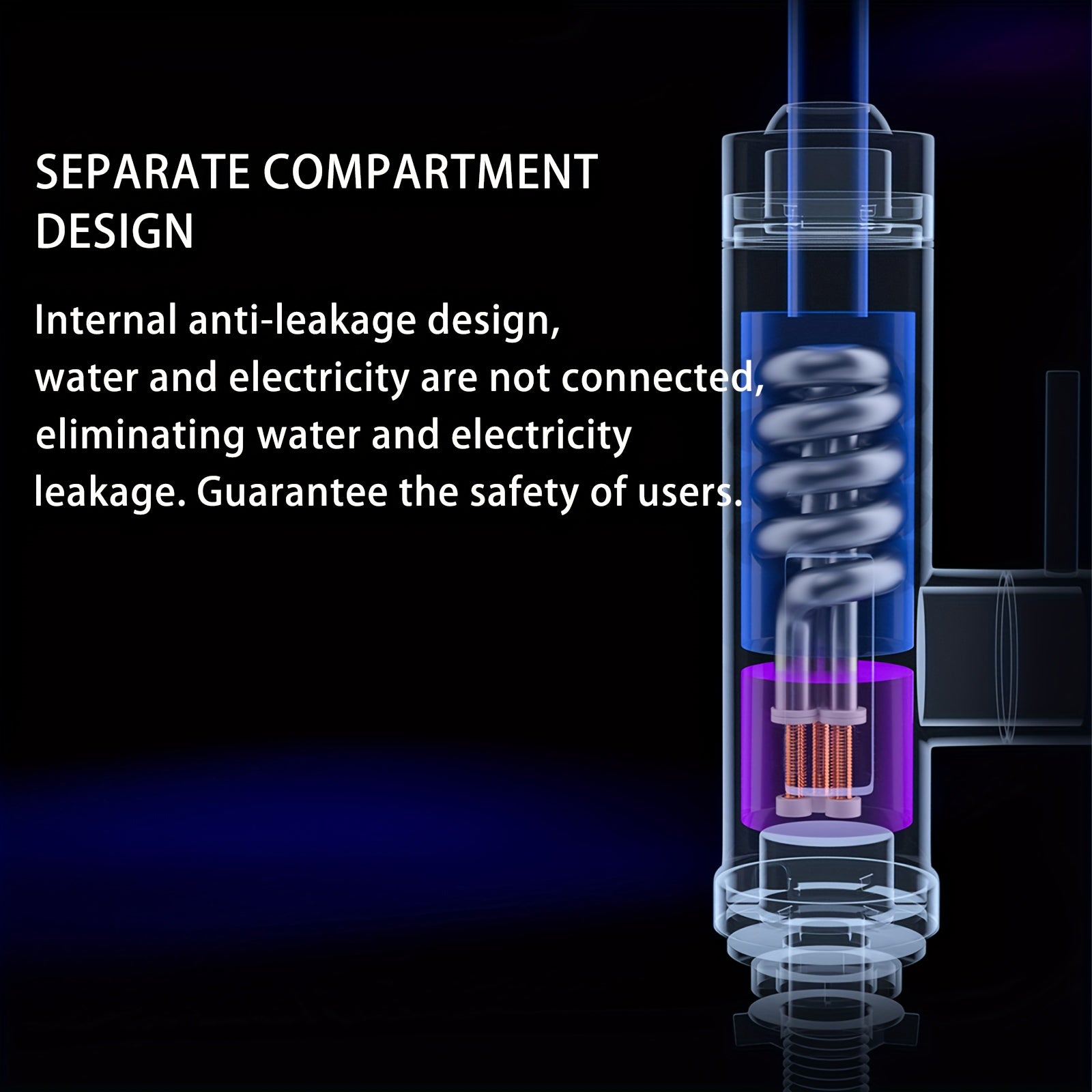 Stainless Steel Hot Water Tap with LED Display 3000W Overheat Protection Dual Hot Cold