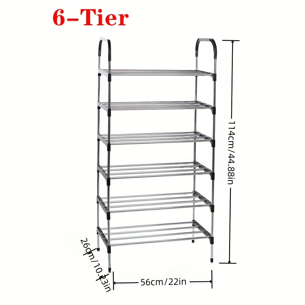 Black Metal Shoe Rack 5-6 Tiers for Home Organization and Storage