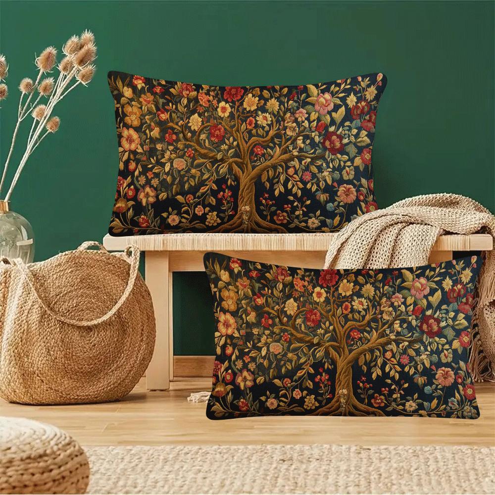 Set of 2 Tree of Life Pillow Covers 50.8x30.48cm Indoor Outdoor Decorative Zipper Closure
