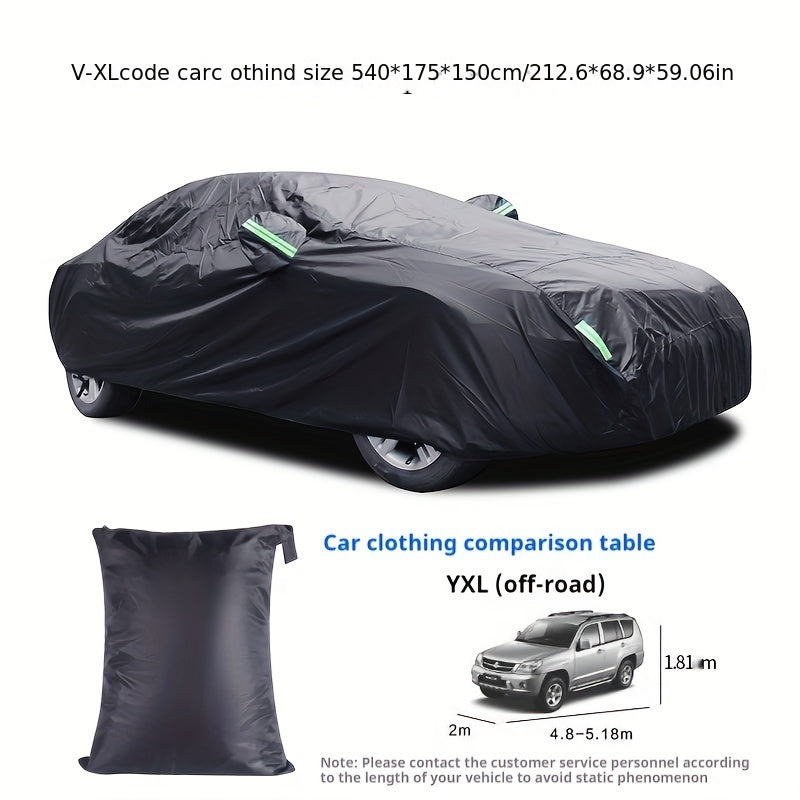 Barcha Qora Avtomobil Qopqog'i Polyester Quyoshdan Himoya Ko'zg'acha Chiziq 190T