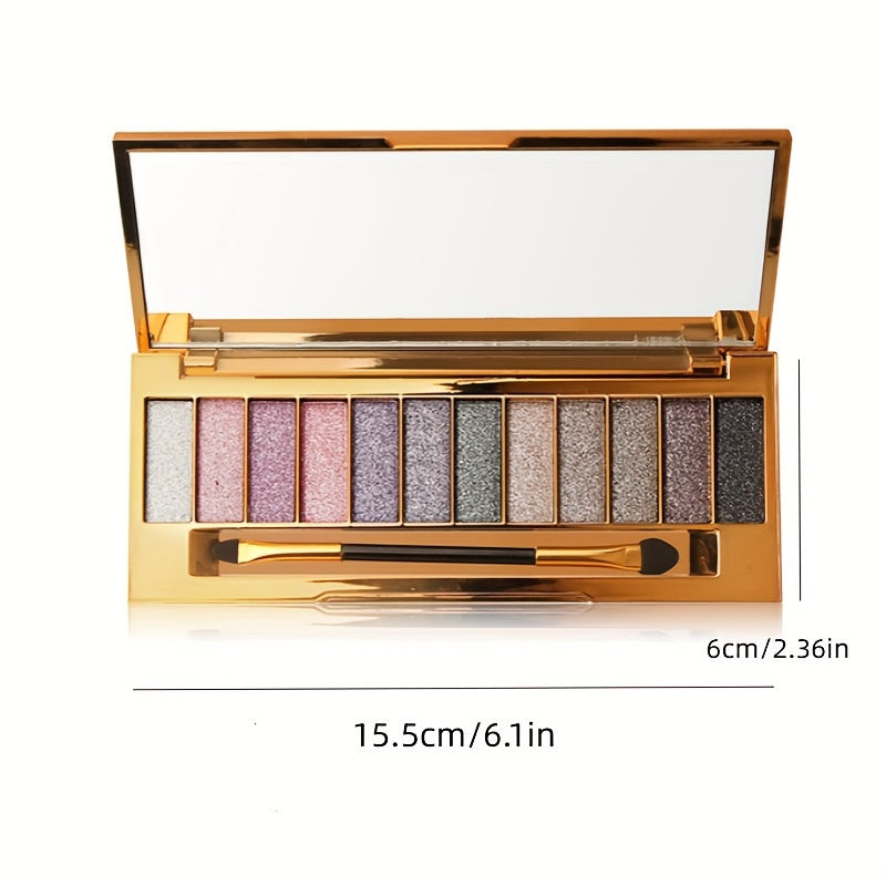 Women Glitter Eyeshadow Palette 12 Colors High Pigment Portable Makeup