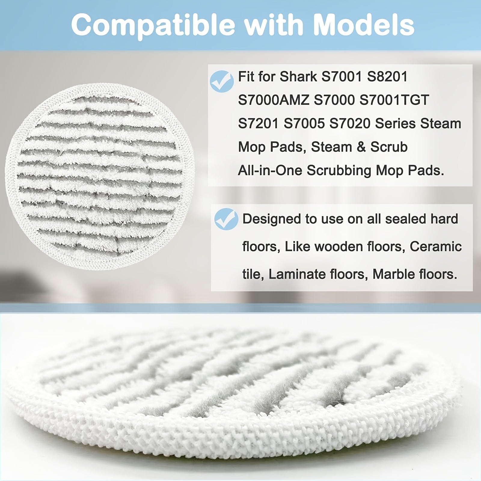 Steam Mop Pads Pack of 10 Compatible with S7001 S8201 S7000AMZ