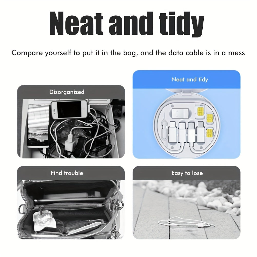 Multi-USB Charging Kit with Converters Data Transfer Card Storage Phone Holder White Oval