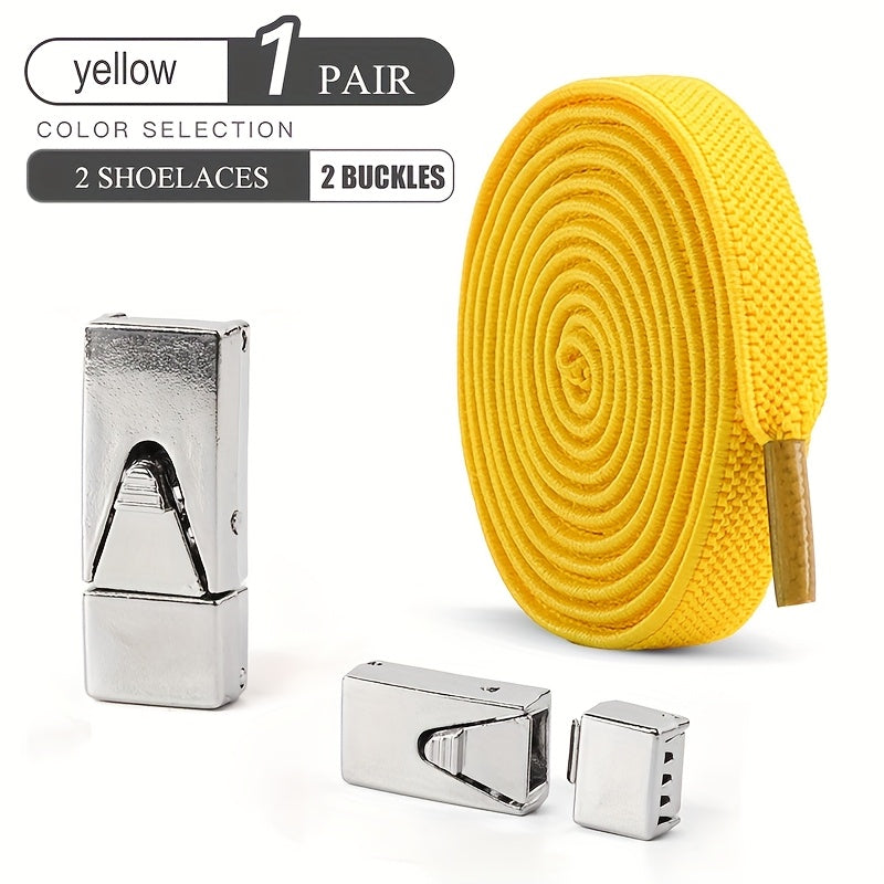 Unisex Elastic Shoelaces Set with Buckles for Sneakers and Canvas Shoes