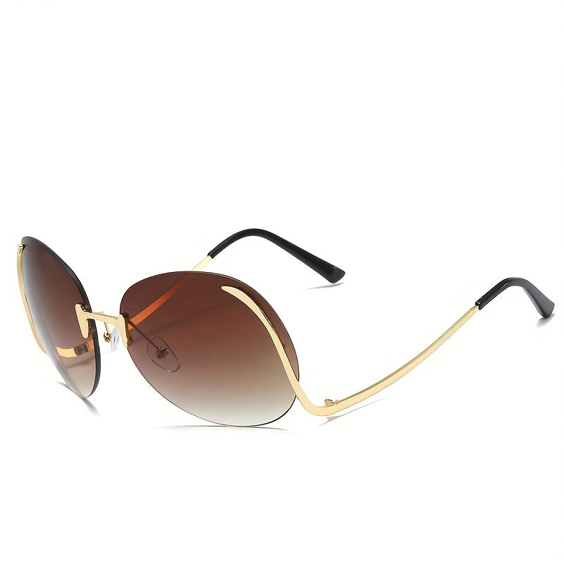Unisex Rimless Gradient Sunglasses for Women and Men UV Protection Fashion