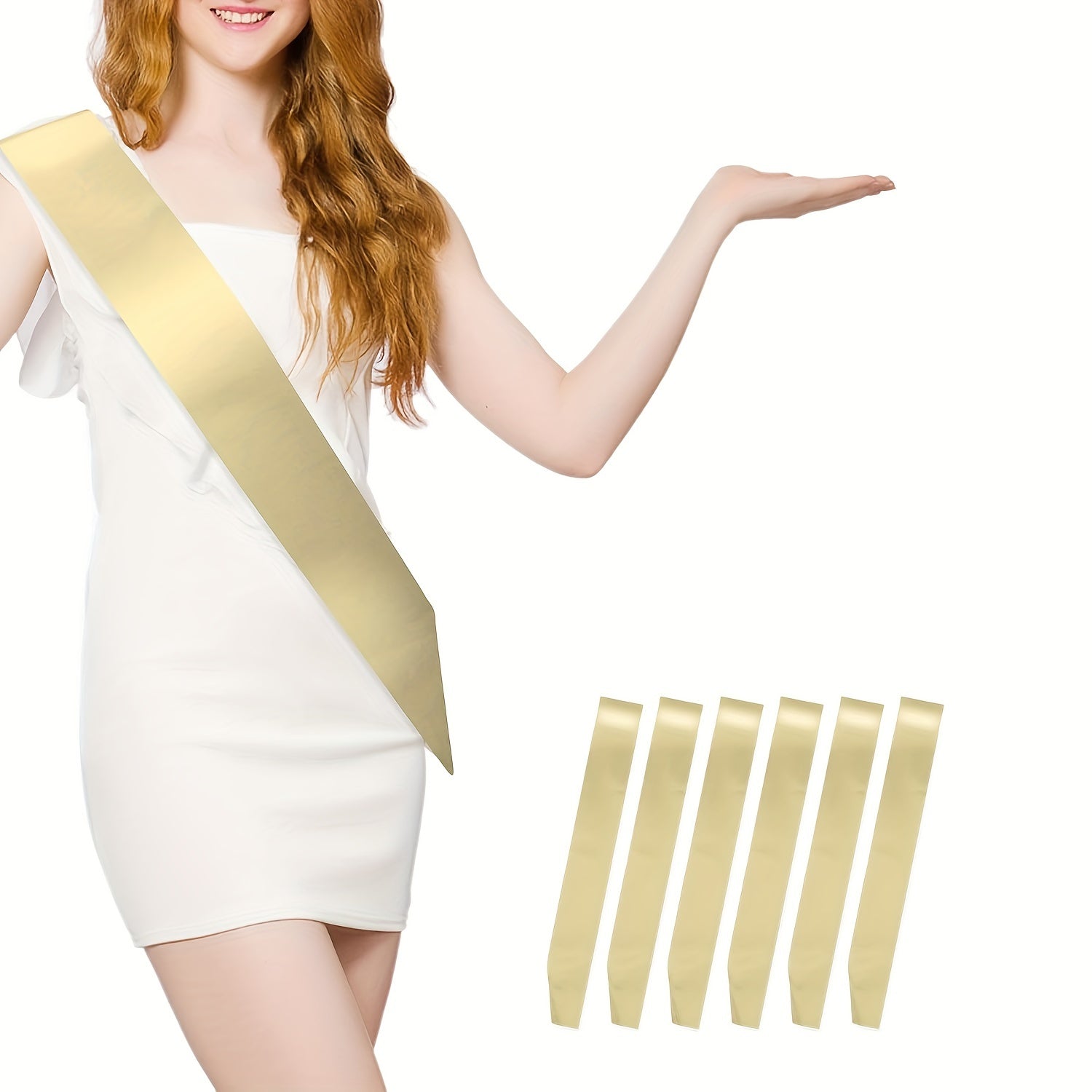 Set of 6 Satin Ribbon Belts for Weddings Birthdays Graduations and DIY Projects in Solid Colors