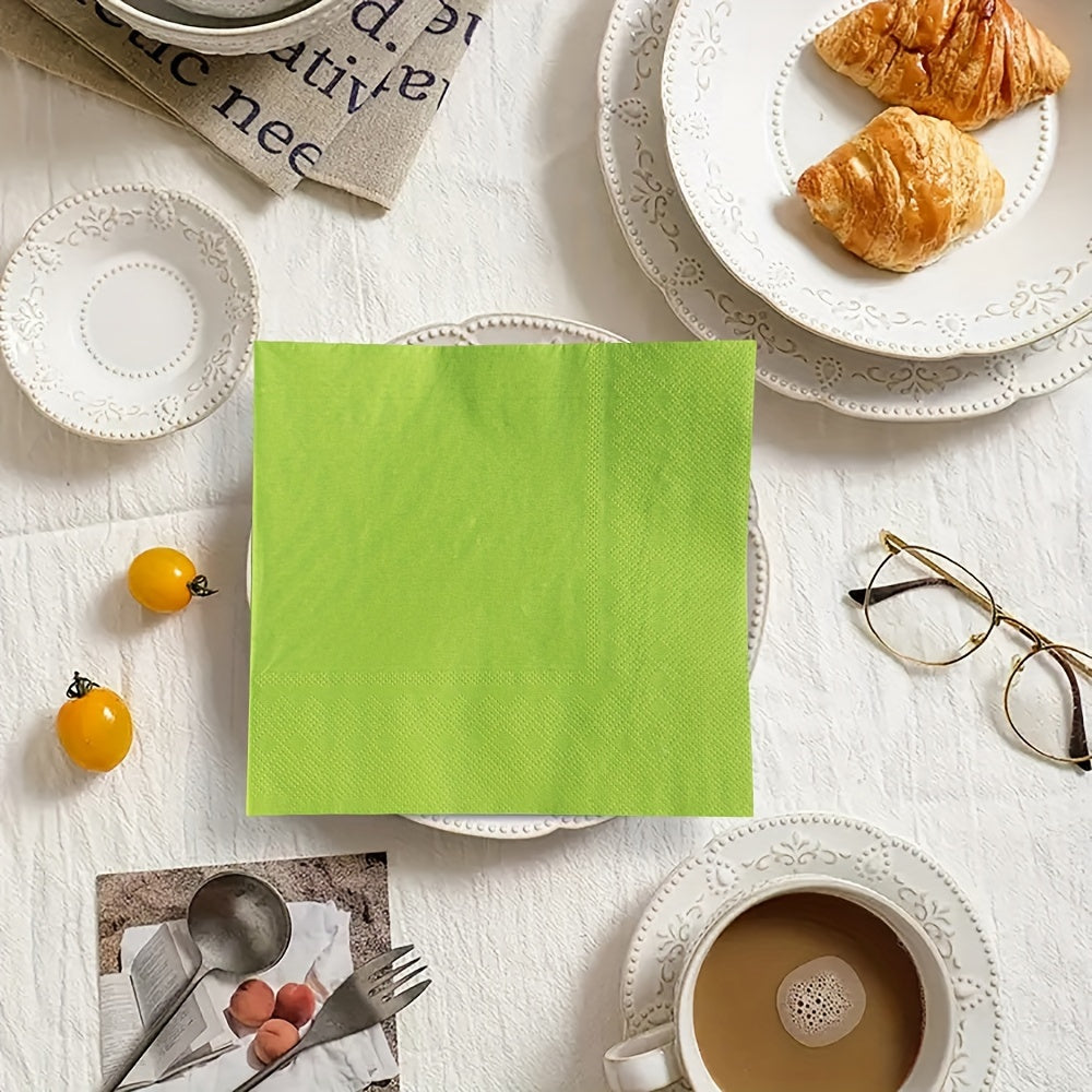 20-Pack Square Paper Napkins 33cm Green Disposable Party Picnic Holiday