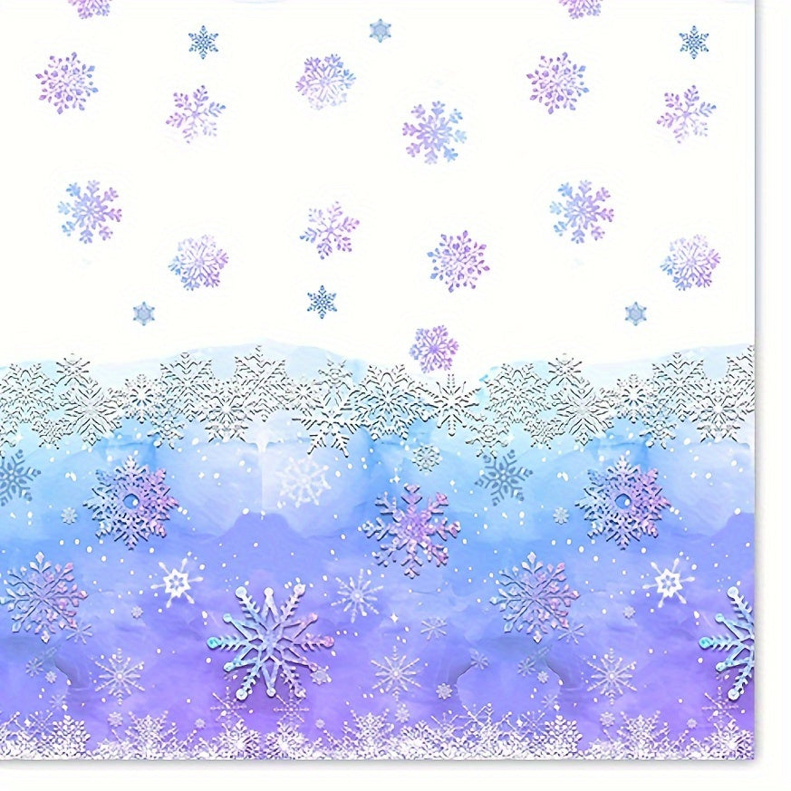 Blue and Purple Snowflake Tablecloth 107.95x179.83cm for Dinosaur Birthday Parties